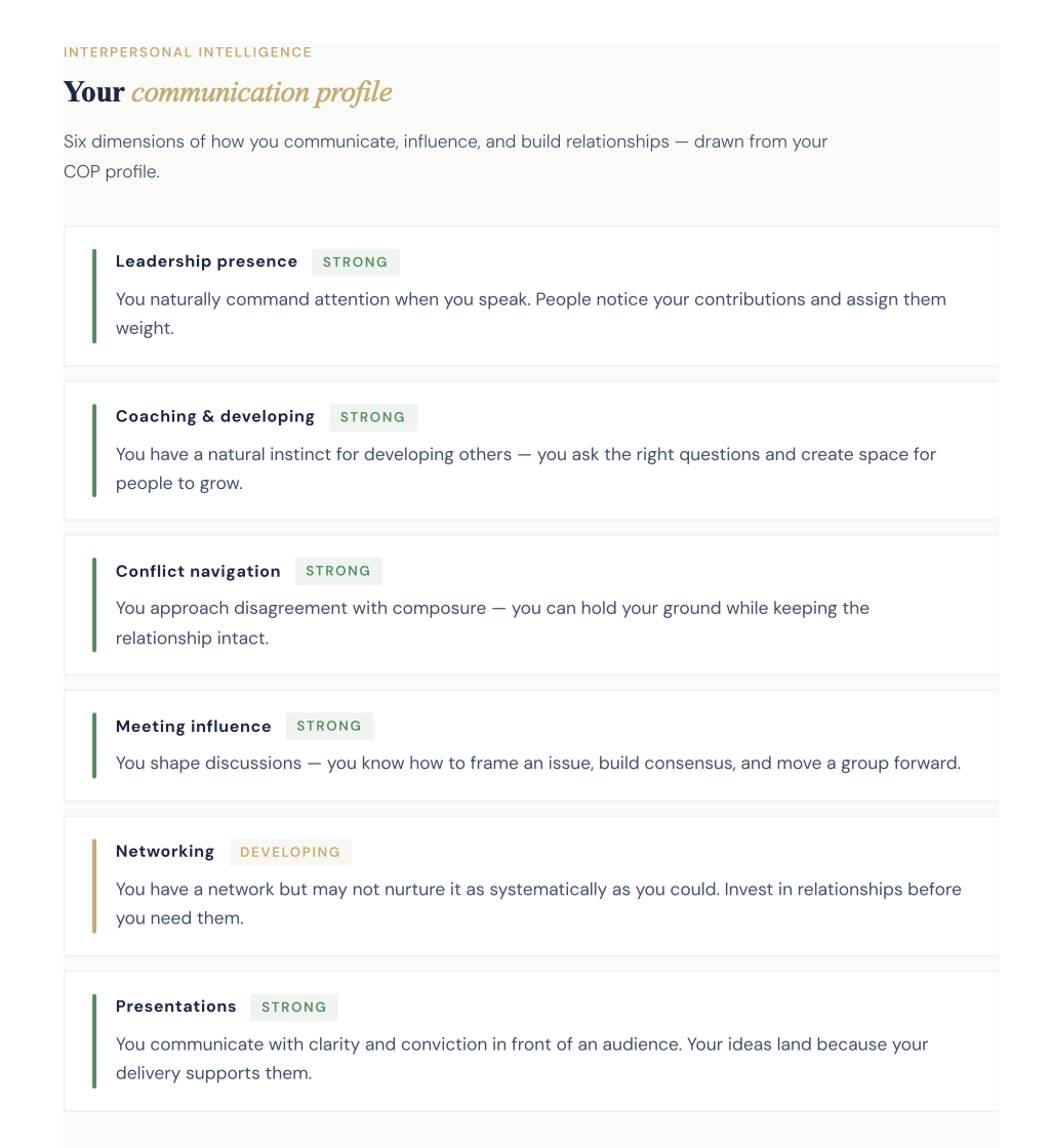 Communication profile
